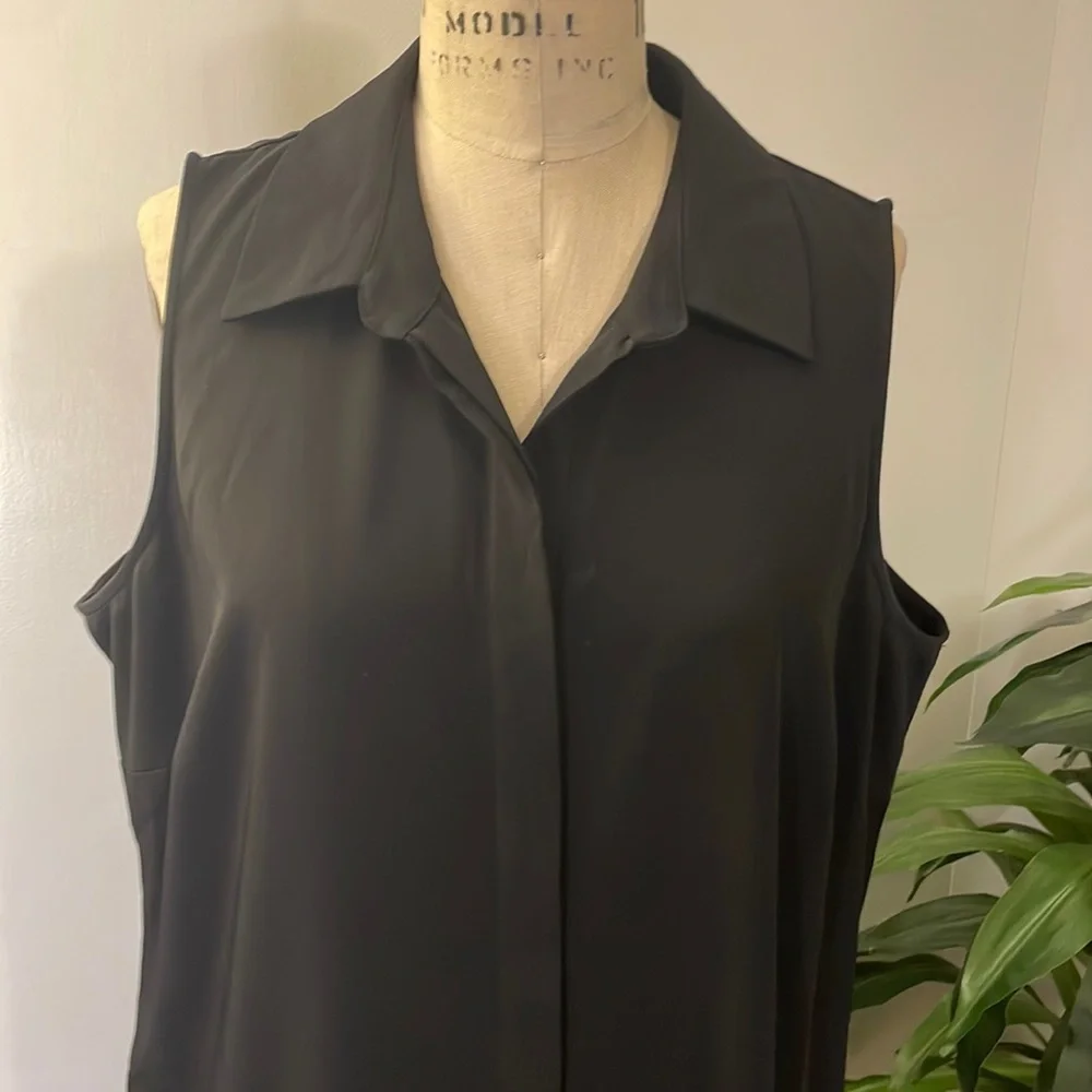 Jones New York sleeveless black button up midi dress - Picture 2 of 6